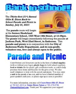 31st Annual Ollie H Dixon Back-to-School Parade and Picnic